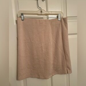Tan and White Gingham Skirt